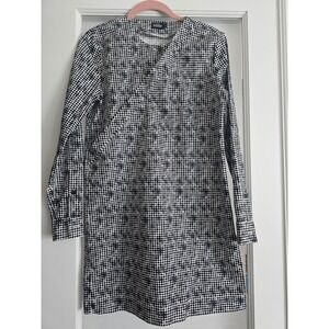 Kate Spade Saturday Black White Polka Dot Print‎ Cotton Long Sleeve Dress Small